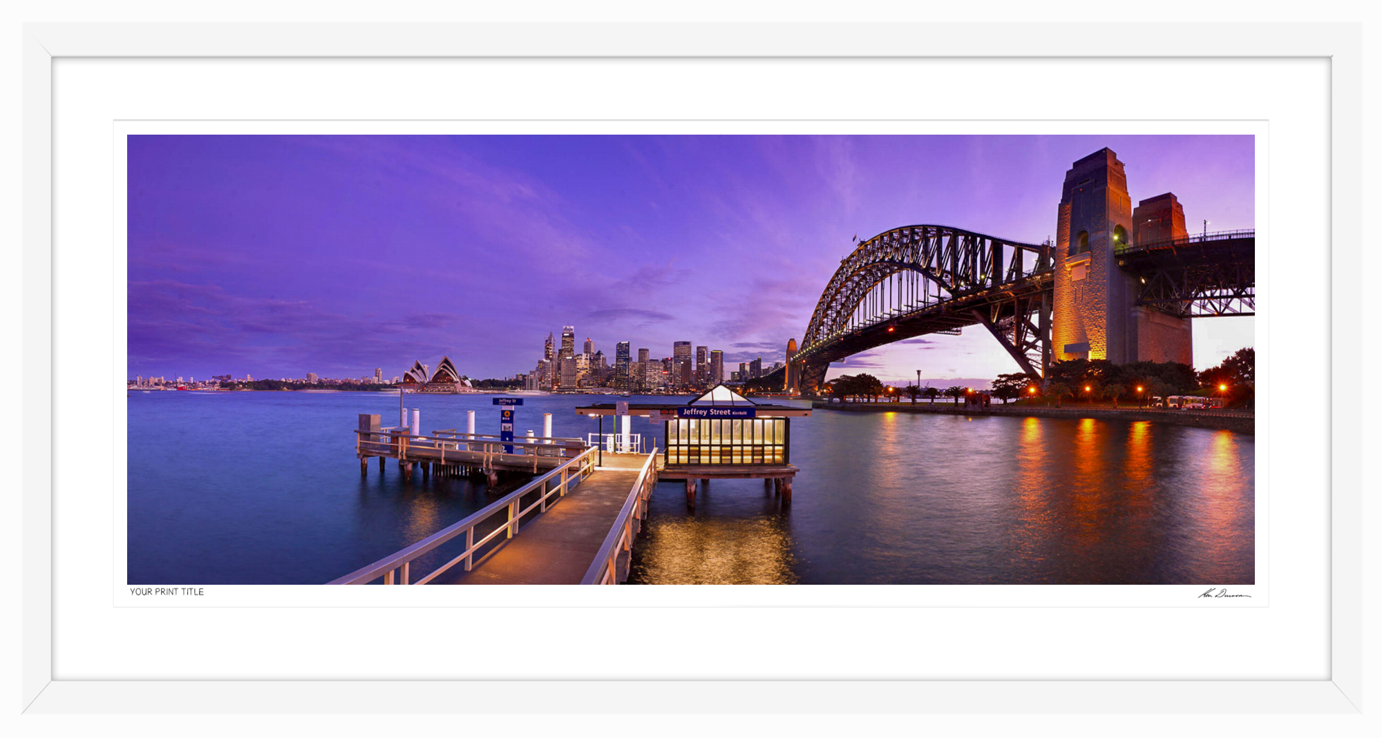 30inch Limited Edition Twilight Calm, Sydney Harbour. Framed Dimensions 570mm (h) x 1012mm (w). Registration number 58/2000