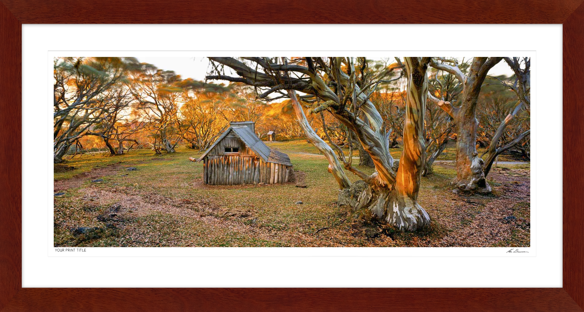30inch Limited Edition Alpine Hut, VIC, Australia. Framed Dimensions 570mm (h) x 1012mm (w). Registration number 535/2000